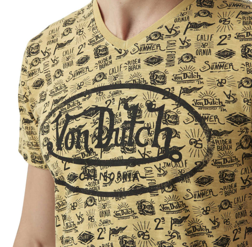T-shirt Von Dutch imprimé jaune