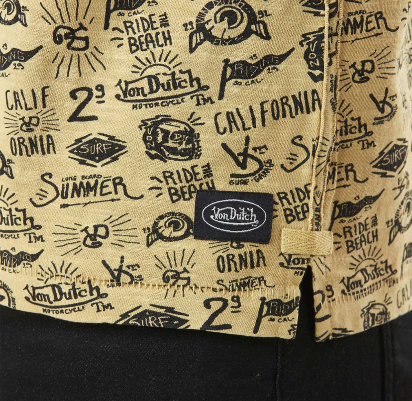 T-shirt Von Dutch imprimé jaune
